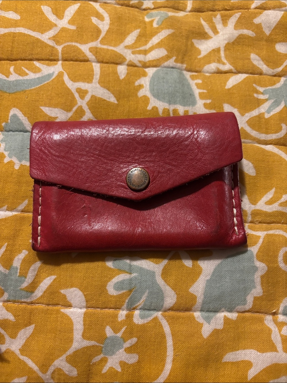Portland Leather Goods Mini Envelope Wallet Red Genuine